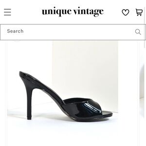 Barbie Black Patent Peep Toe Slip-on Heels (Unique Vintage)